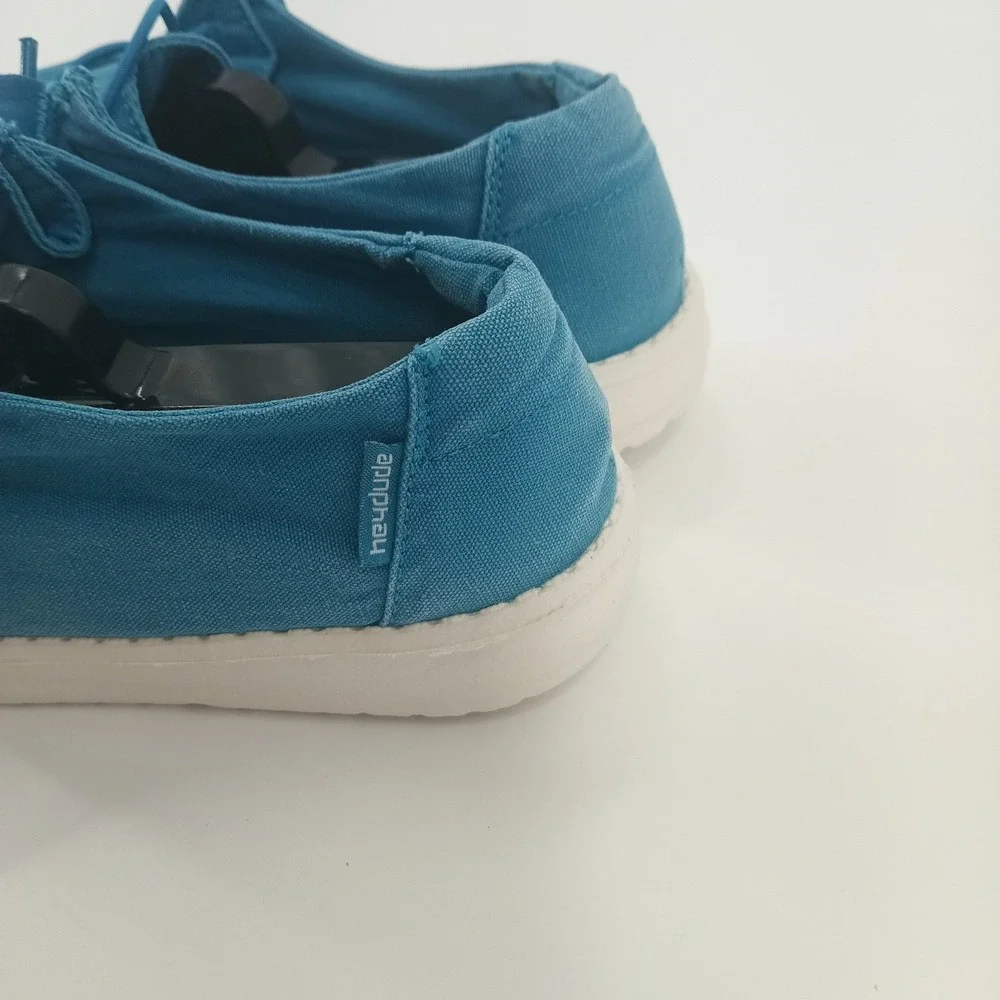 Hey Dude Wendy Azure Caribbean Blue Canvas Slip On Loafers Shoes Womens‎ Size 7